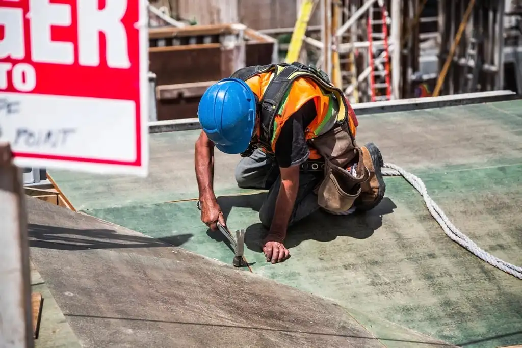 Roofer working on a job site